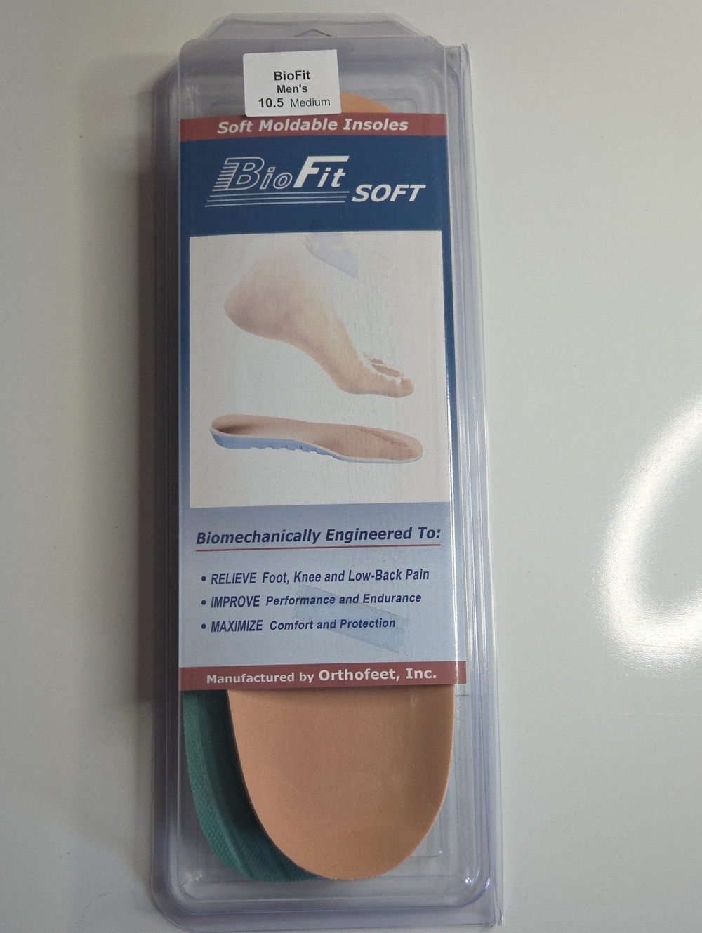 Soft Moldable Insoles - Beige/Teal Comfort Inserts New M 10.5